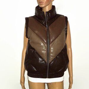 New! Brown Multi 70’s Style Puffer Vest Sz. S